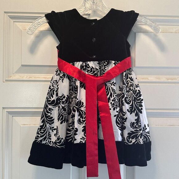 Jona Michelle Girls Party Dress Print Black/White/Red  Size 2T - Picture 5 of 8